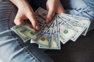 Laptop showing affiliate marketing commission dashboard with links and earnings statistics