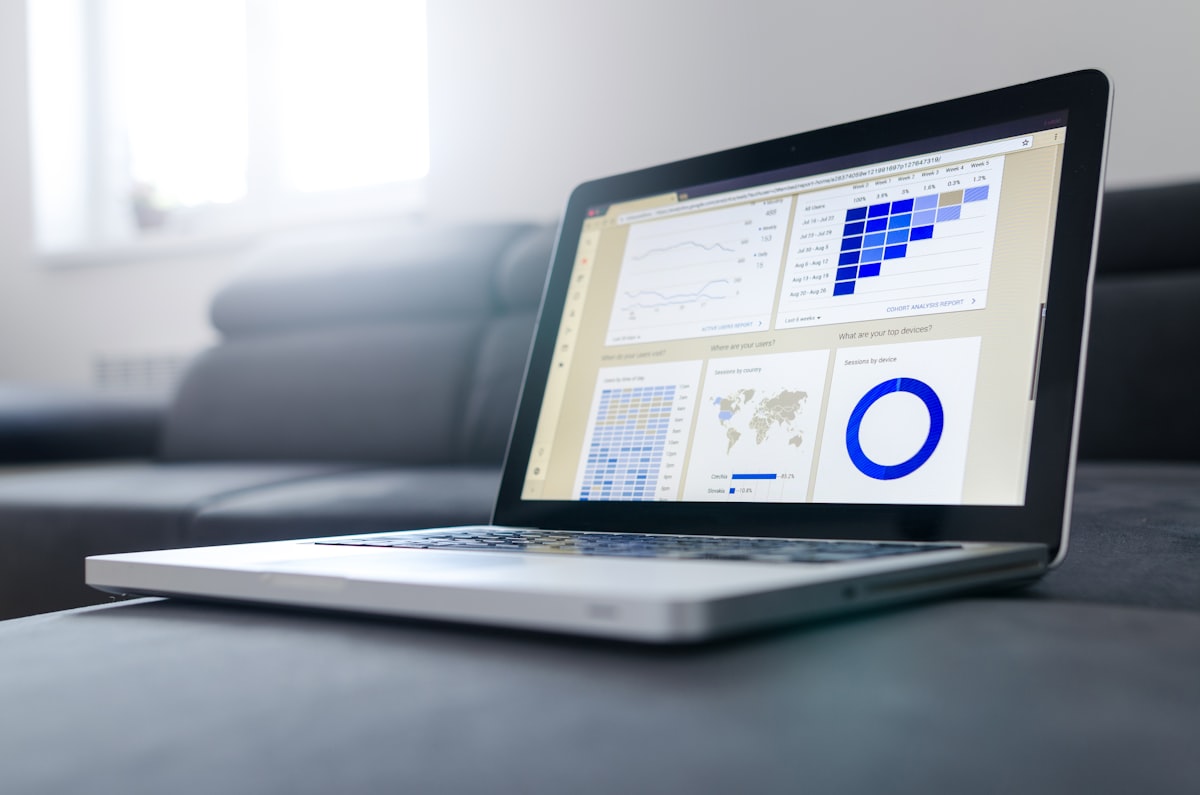 SEO strategy planning with data charts and analytics on a computer screen