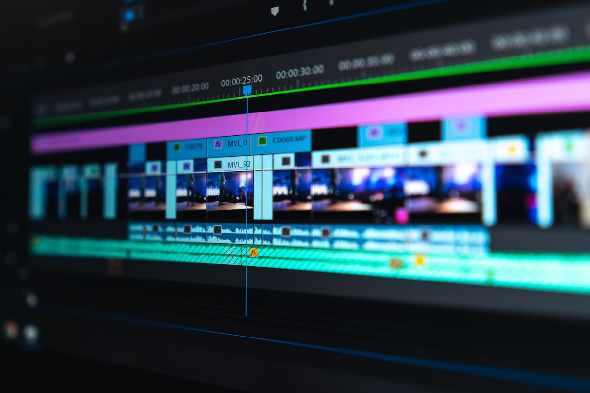 Content creator editing viral video with AI tools on a professional setup
