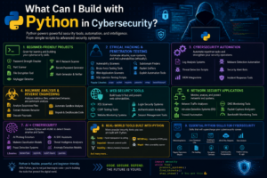 Python code on screen for cybersecurity tools and network security scripts development